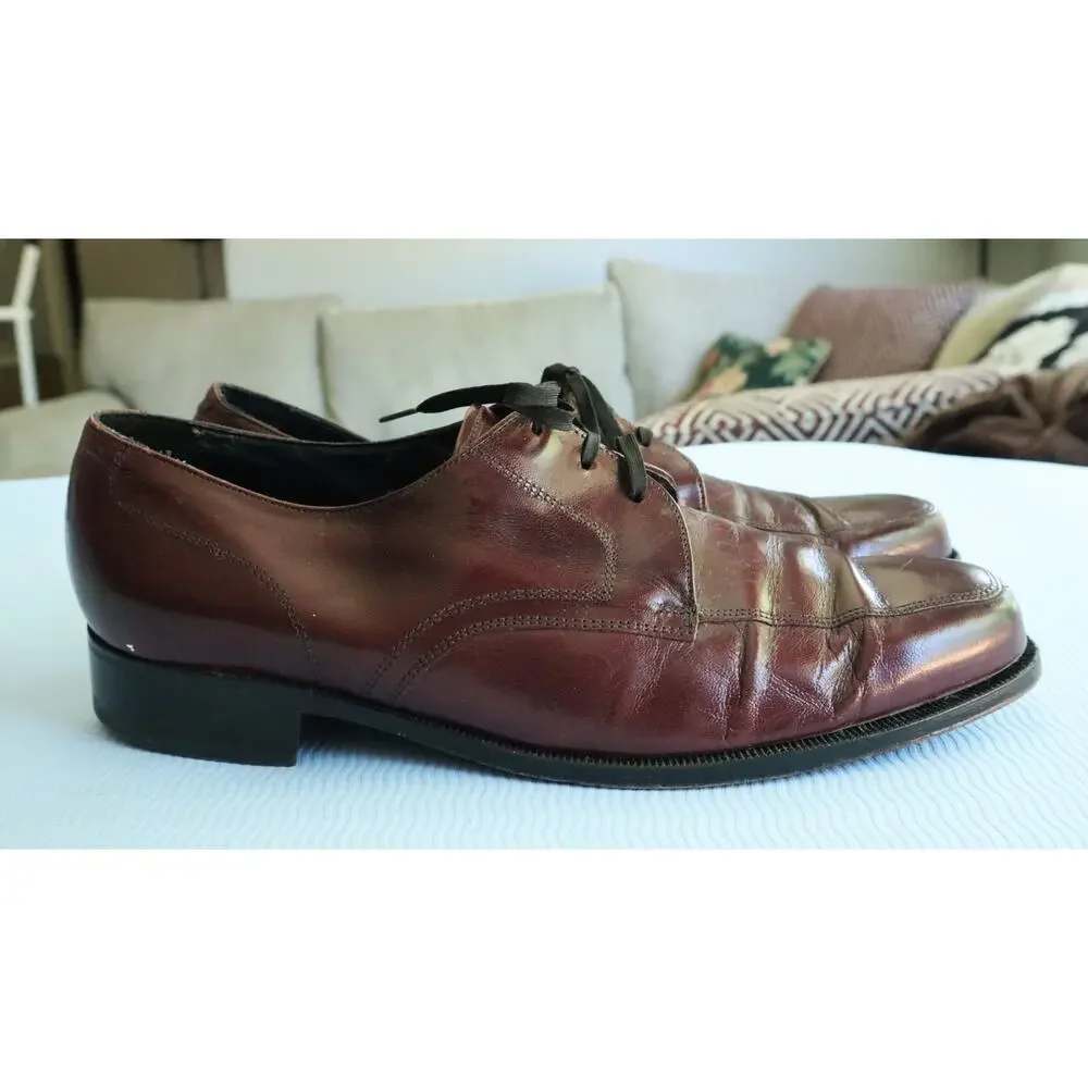 Florsheim Kidskin Maroon Burgundy Leather Derby Oxford Dress Shoe Men 11E Wide